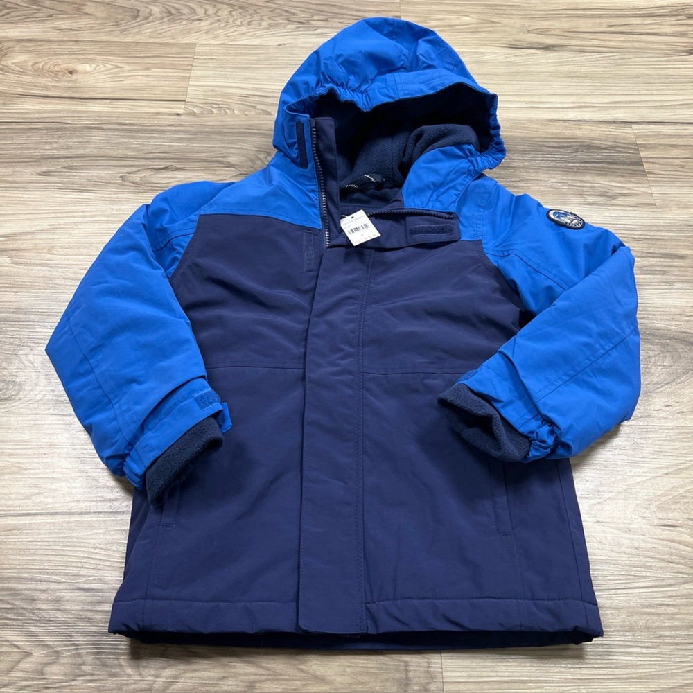 LANDS' END Squall Fleece Lined Waterproof Parka Navy Kids Size 6 NWT $130